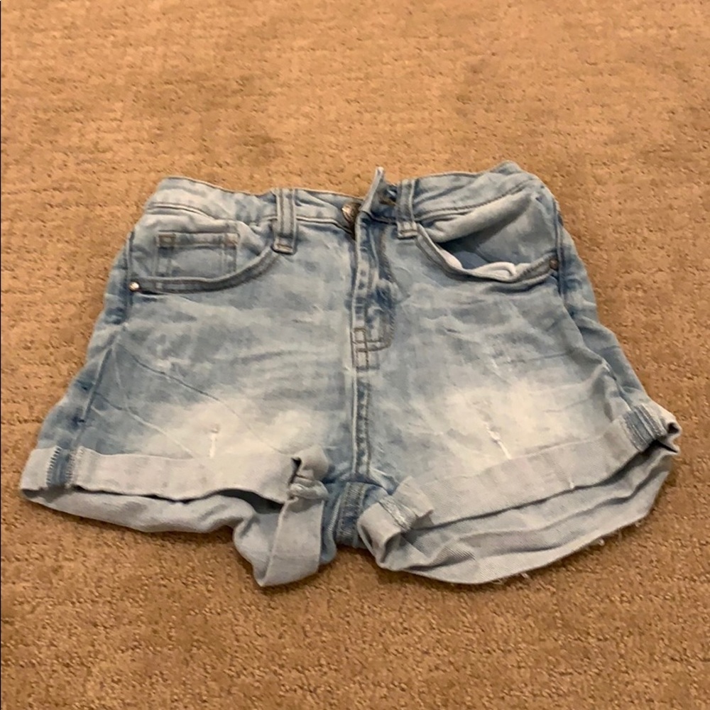 light wash denim shorts